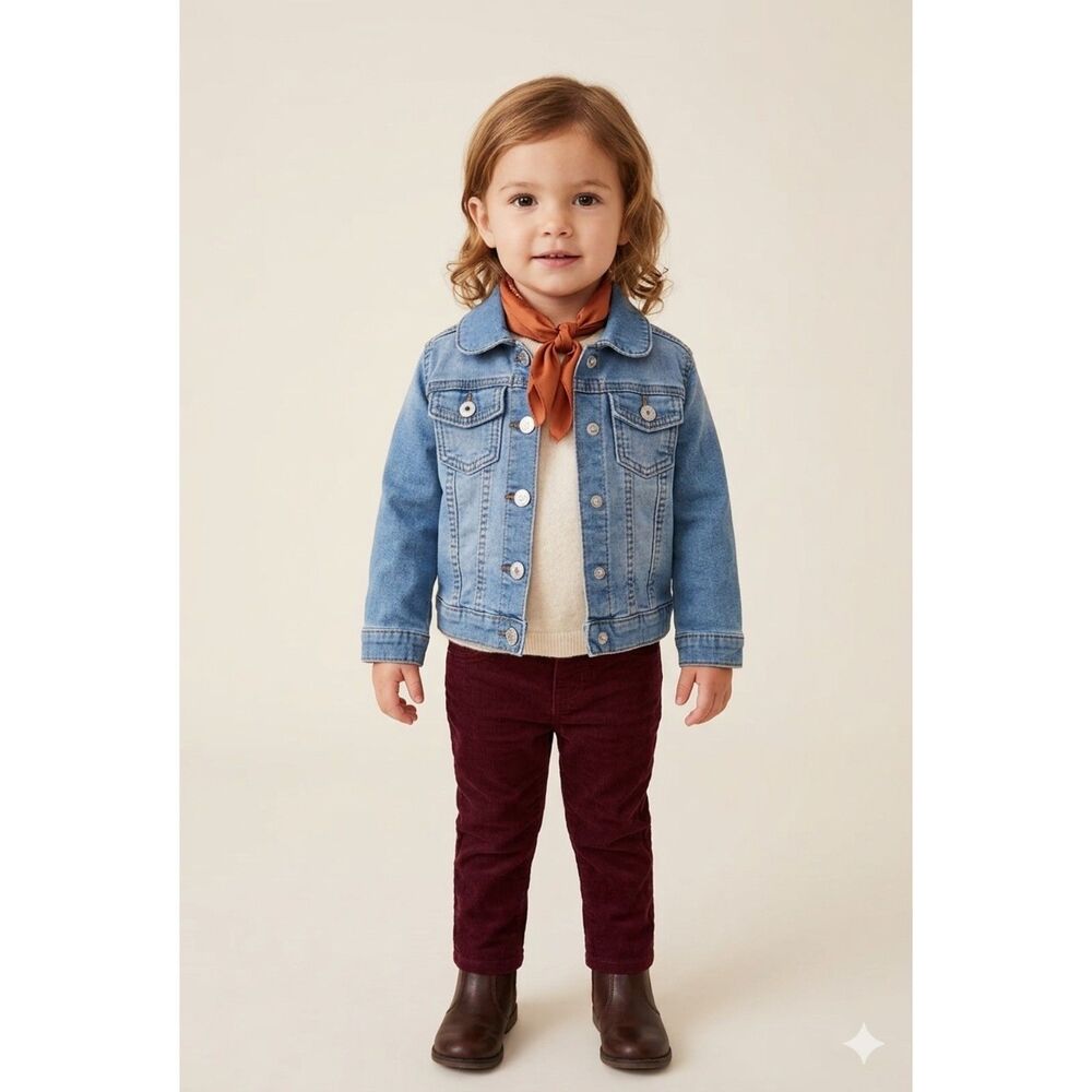 OshKosh B'gosh Classic Blue Denim Jacket Toddler 3T Jean Trucker Coat